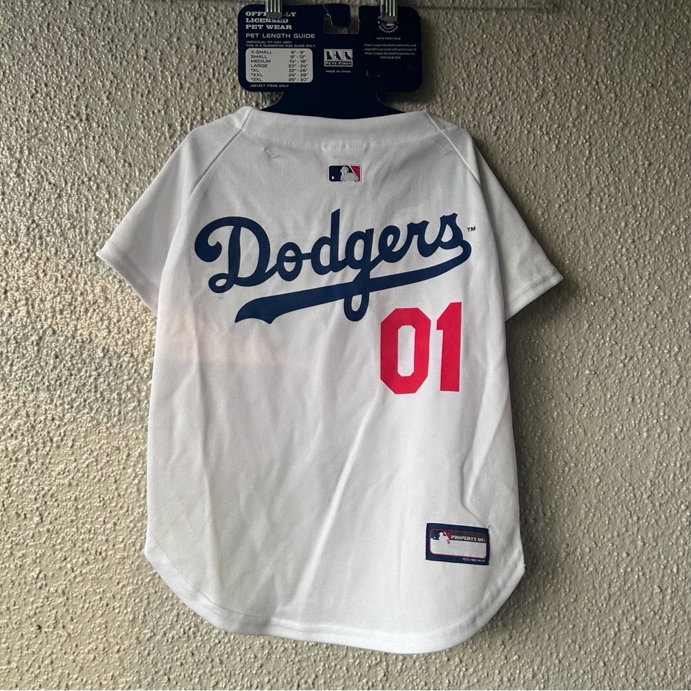 MLB Los Angeles Dodgers Jersey for Dogs Sports Jersey White and blue Large NWT